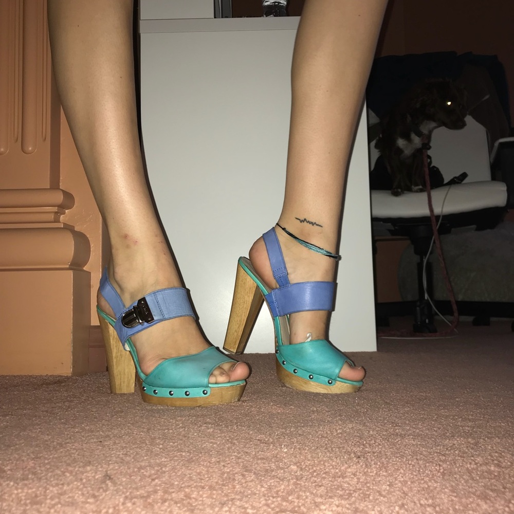 COACH Blue Multi Darcey Leather Platforms